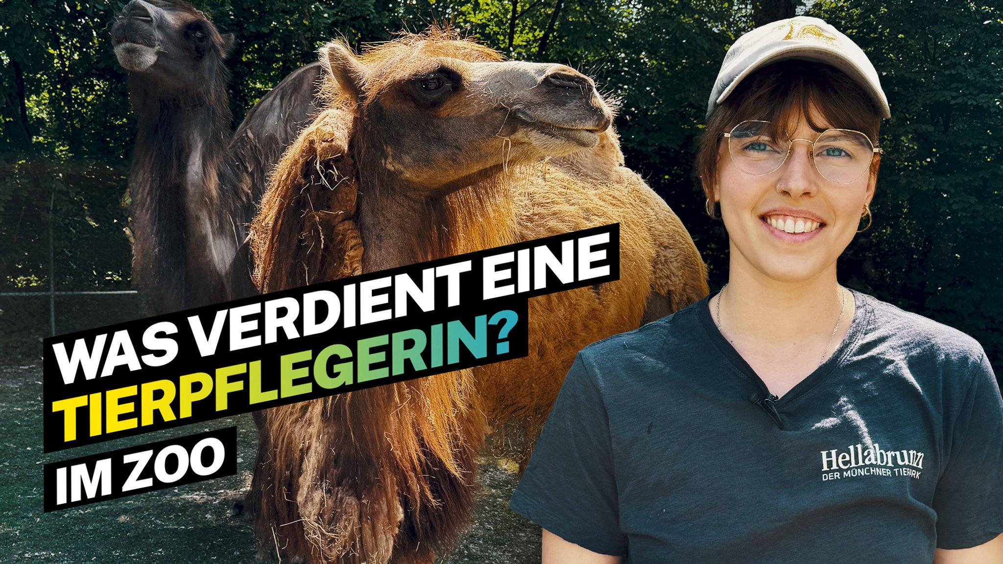 Tierpflegerin Lucia mit Kamel im Hintergrund
