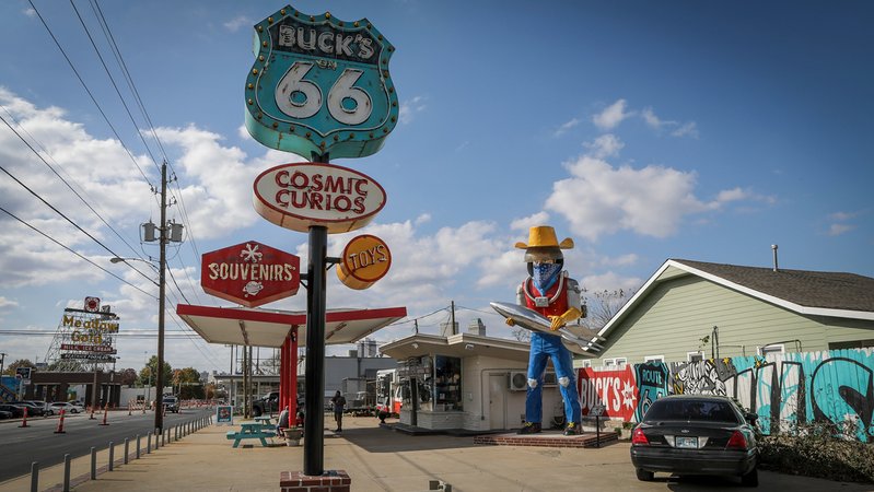 Eine Tankstelle an der Route 66 in Oklahoma