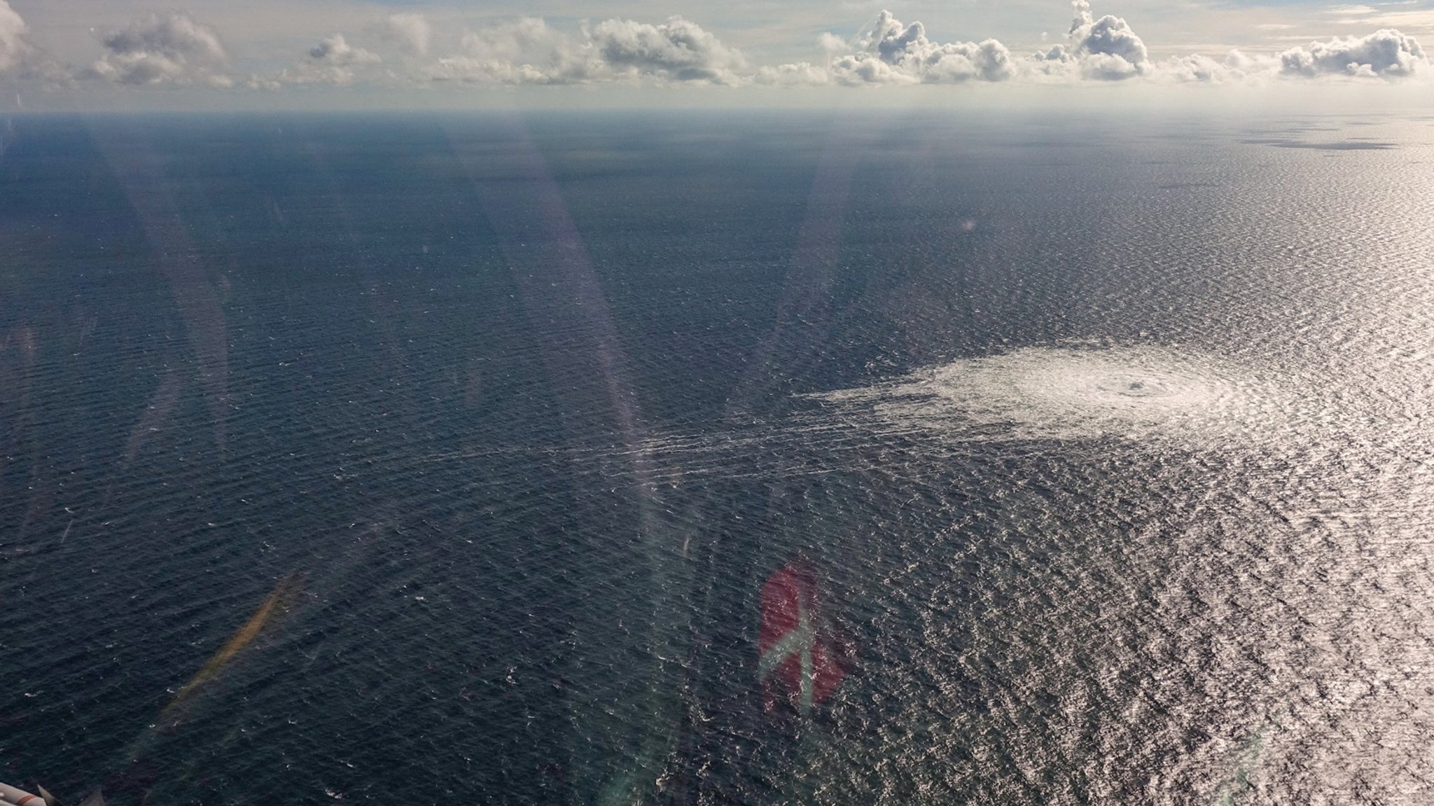 Gasleck in der Ostsee, fotografiert von der dänischen Luftwaffe