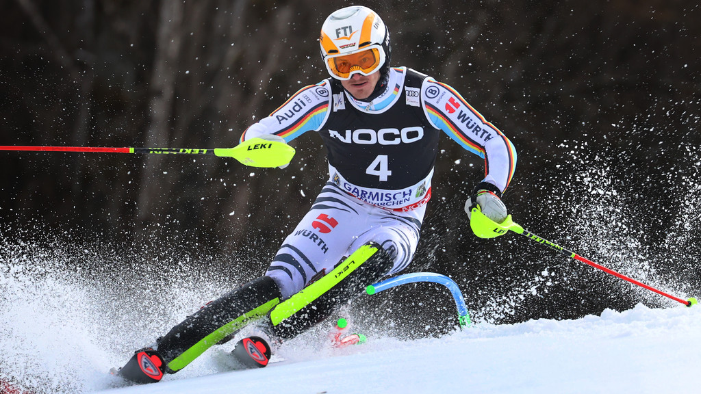 Ski alpin: Weltcup, Slalom, Herren, 2. Durchgang. Linus Strasser aus Deutschland in Aktion.