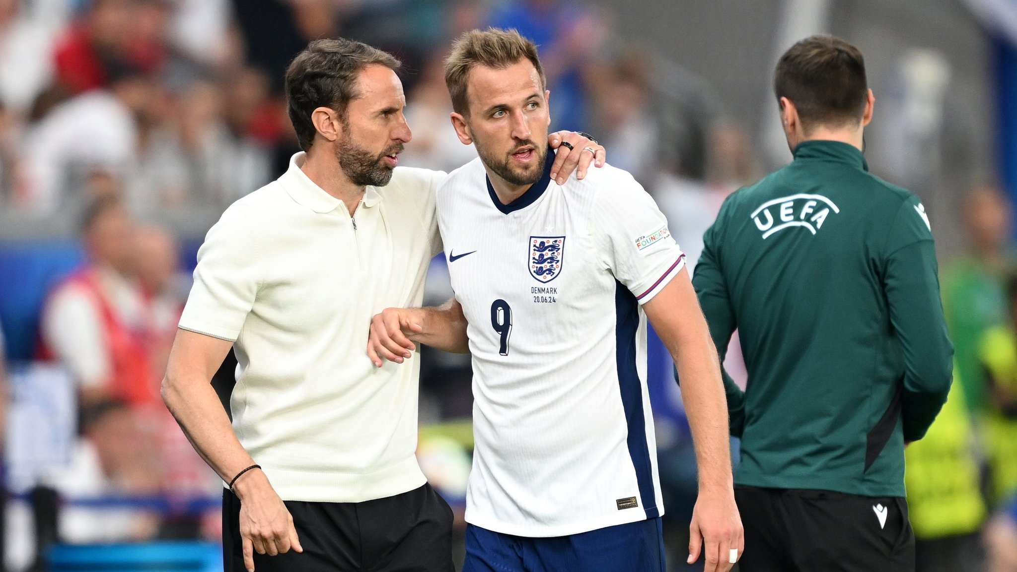 Englands Nationaltrainer Gary Southgate (l.) mit Harry Kane