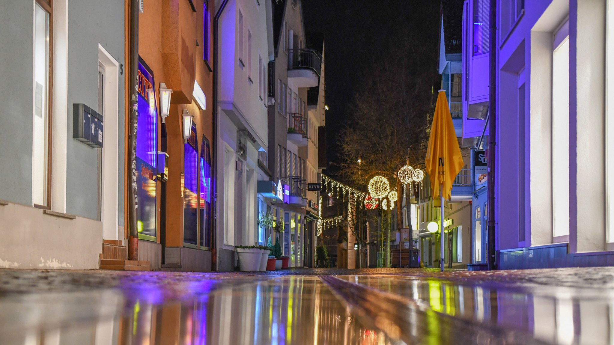 Die menschenleere Innenstadt von Aalen in Baden-Württemberg