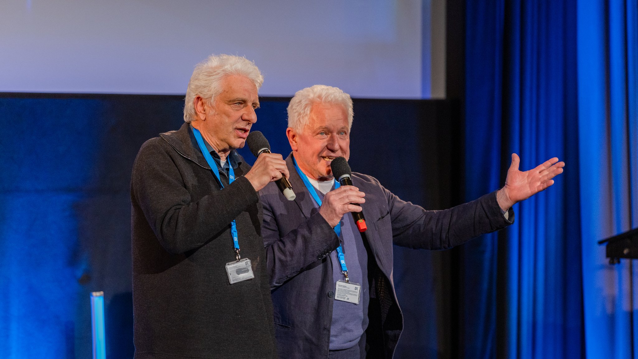 Miroslav Nemec und Udo Wachtveitl bei der Premiere des ARD Fernsehfilms 'Tatort - Unvergänglich', dem letzen Fall von Ivo Batic und Franz Leitmayr, im Audimax der Hochschule für Fernsehen und Film.