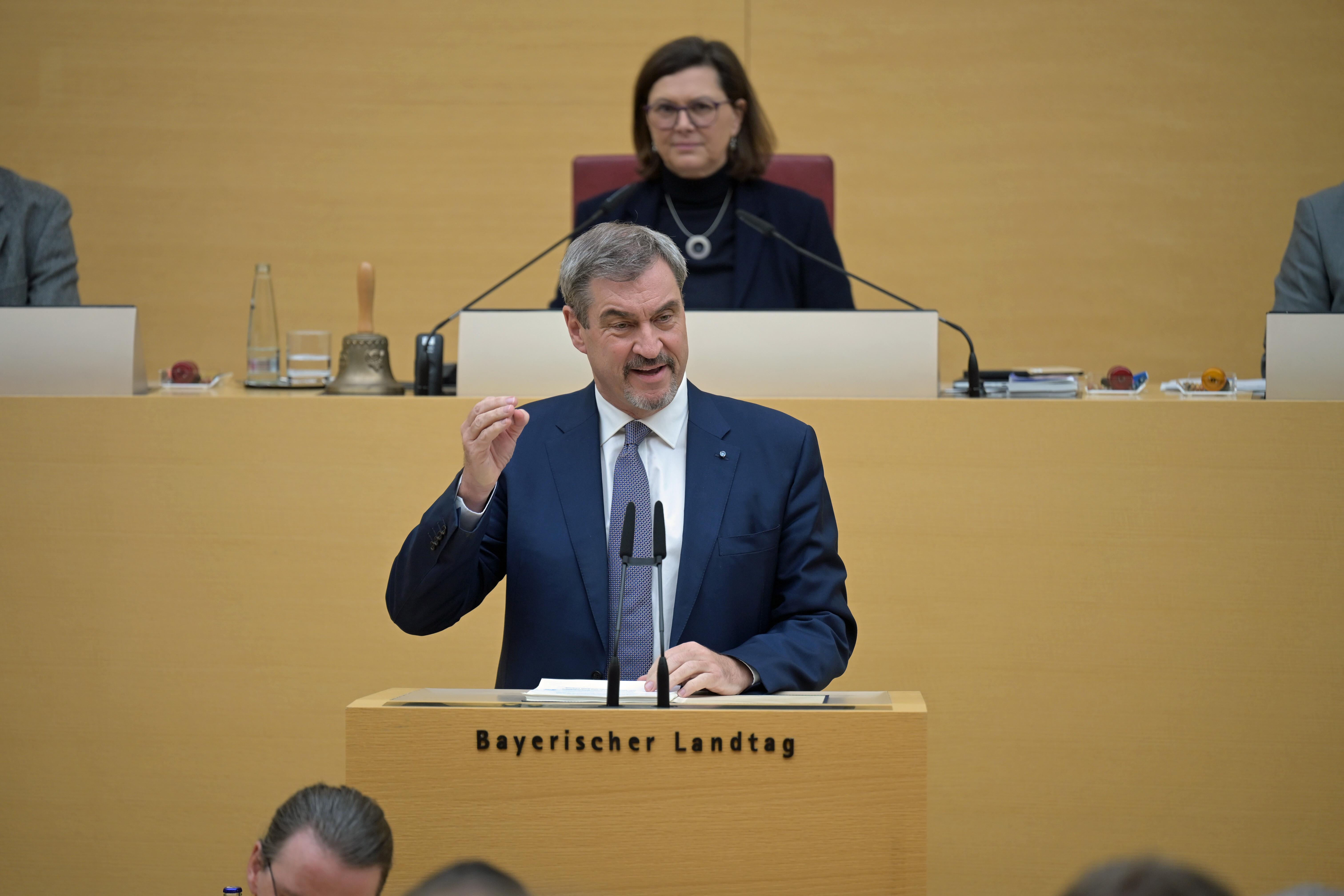 Ministerpräsident Söder bei seiner Regierungserklärung