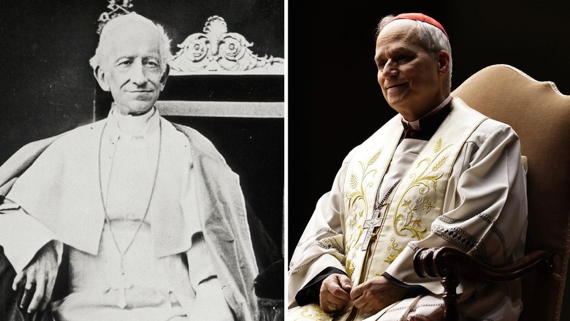 Papst Leo XIII. (links) begründete die katholische Soziallehre – an ihn knüpft Robert Prevost namentlich an, indem er sich Leo XIV. nennt. | Bild: Picture alliance / akg-images | akg-images / ZUMAPRESS.com | Evandro Inetti (Montage: BR) Papst Leo XIII. (links) begründete die katholische Soziallehre – an ihn knüpft Robert Prevost namentlich an, indem er sich Leo XIV. nennt.