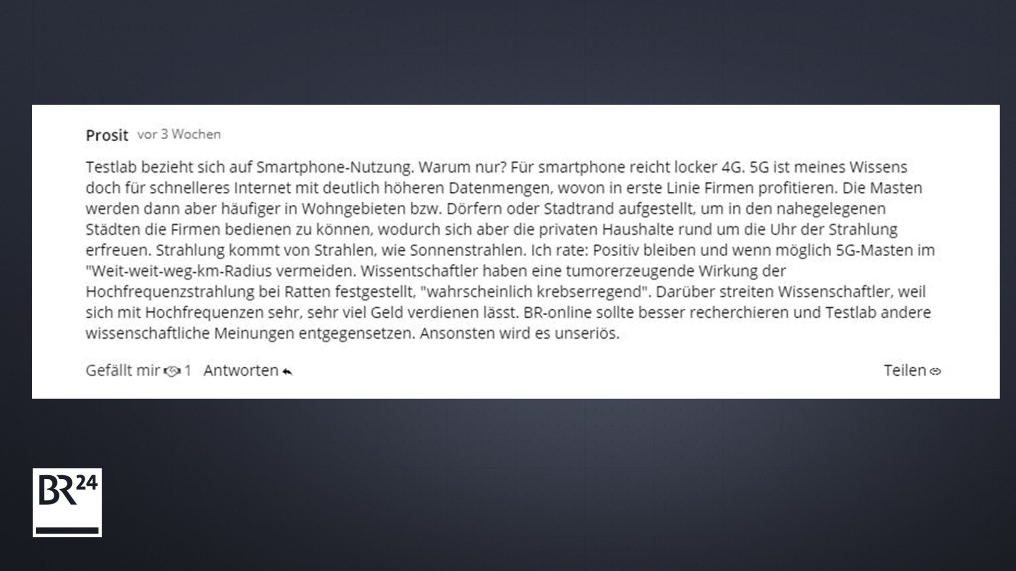 Leser-Kommentar zu 5G auf BR24.de