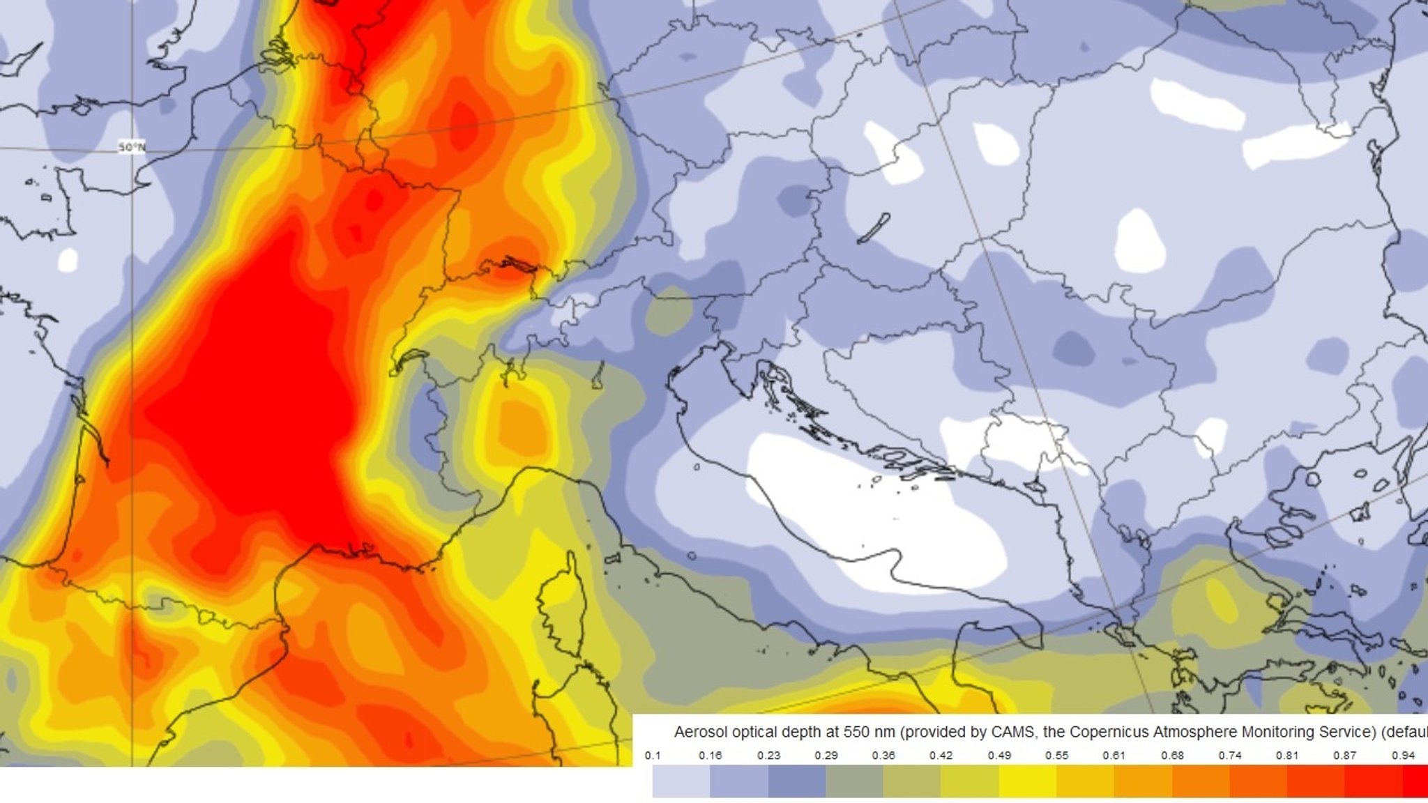 Aerosol-Vorhersage für den den 29. Juni, 20 Uhr