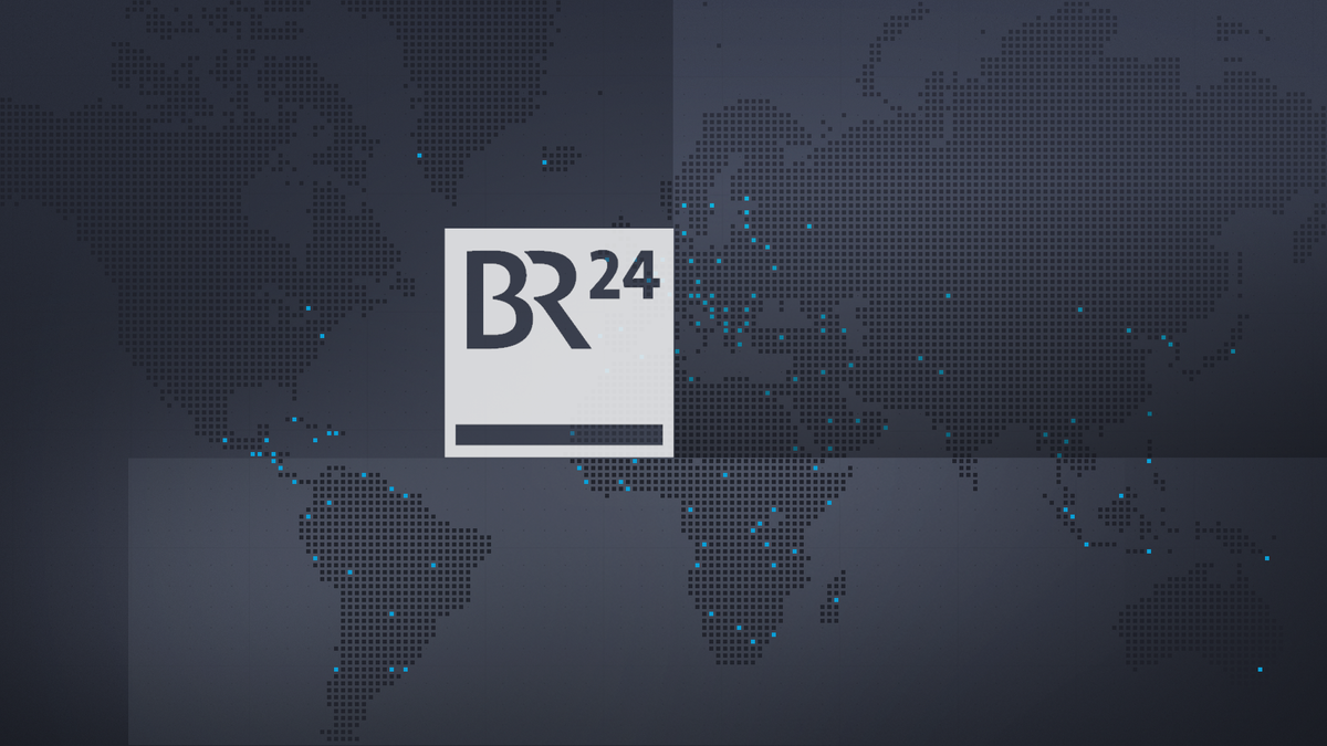 Symbolbild BR24: BR24-Logo auf schwarzem Hintergrund mit Weltkarte und blauen Highlight-Punkten