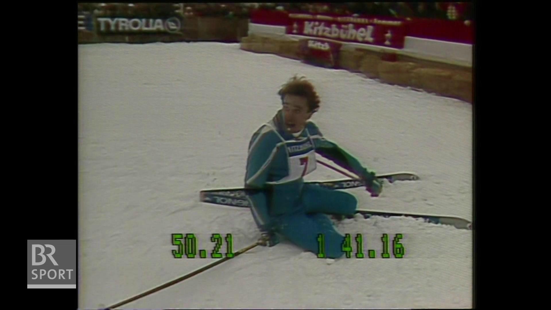 Christian Neureuther bei seinem Kitzbühel-Sieg 1979