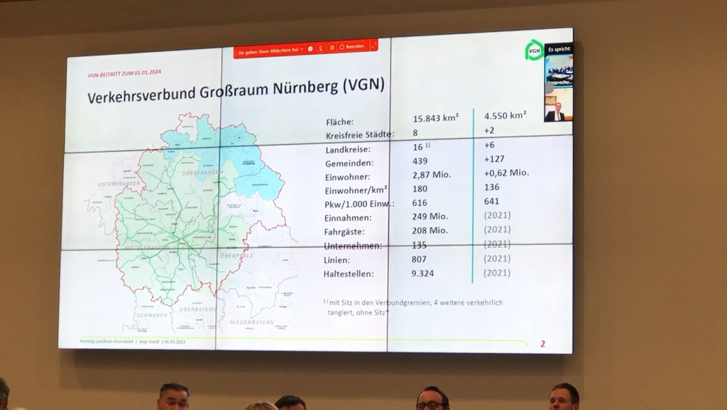 Eine Karte zeigt das Gebiet des Verkehrsverbundes Großraum Nürnberg (VGN). | Bild: BR Eine Karte zeigt das Gebiet des Verkehrsverbundes Großraum Nürnberg (VGN).