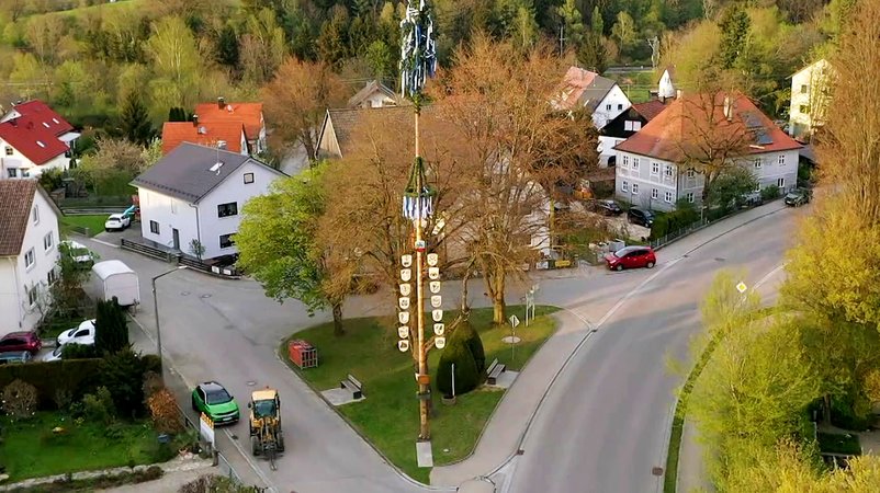 Seine Schnitzereien erzählen Dorfgeschichten: der Maibaum in Freihalden | Bild: BR Seine Schnitzereien erzählen Dorfgeschichten: der Maibaum in Freihalden