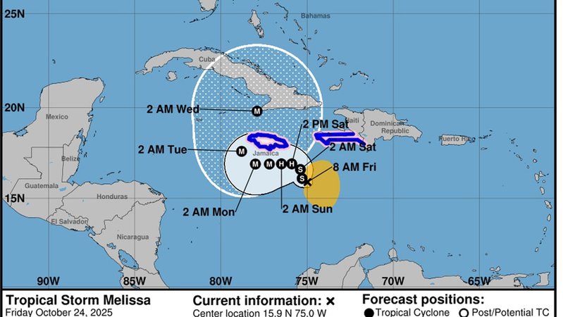 Hurrikan "Melissa" zieht durch die Karibik | Bild: picture alliance / ZUMAPRESS.com | Handout Hurrikan "Melissa" zieht durch die Karibik