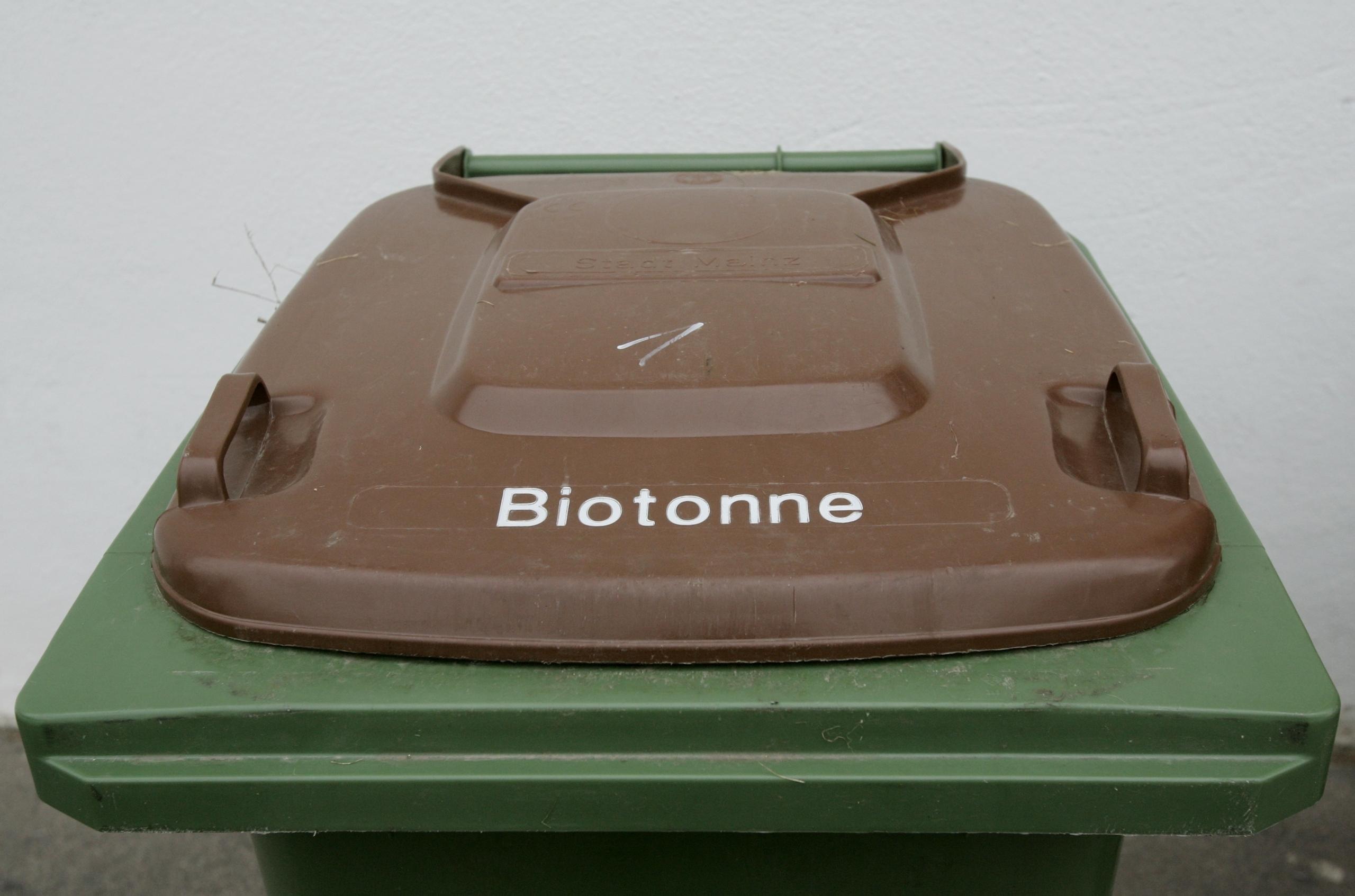 Eine braun-grüne Biotonne