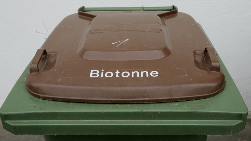 Eine braun-grüne Biotonne