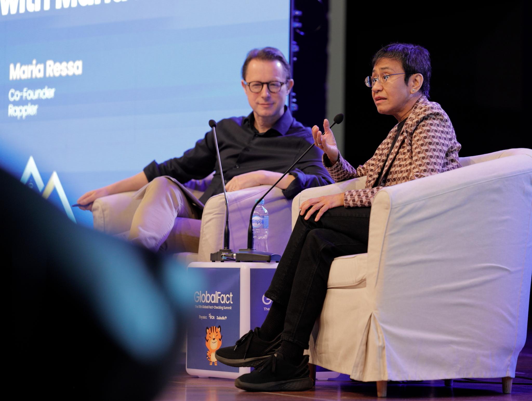 Friedensnobelpreisträgerin und “Rappler”-Mitgründerin Maria Ressa auf der GlobalFact. 