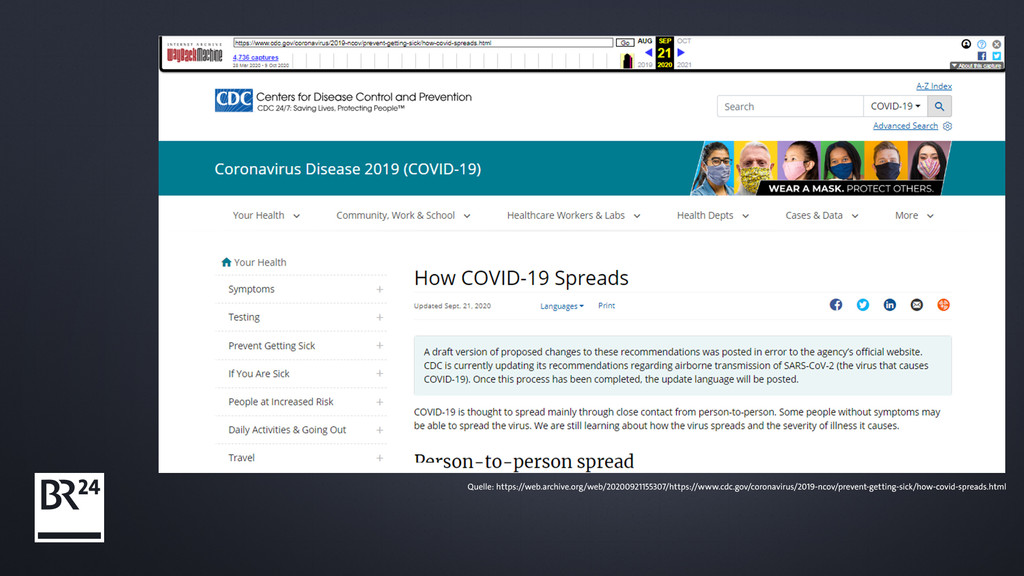 Die Erklärung der CDC auf ihrer Webseite - über WaybackMachine