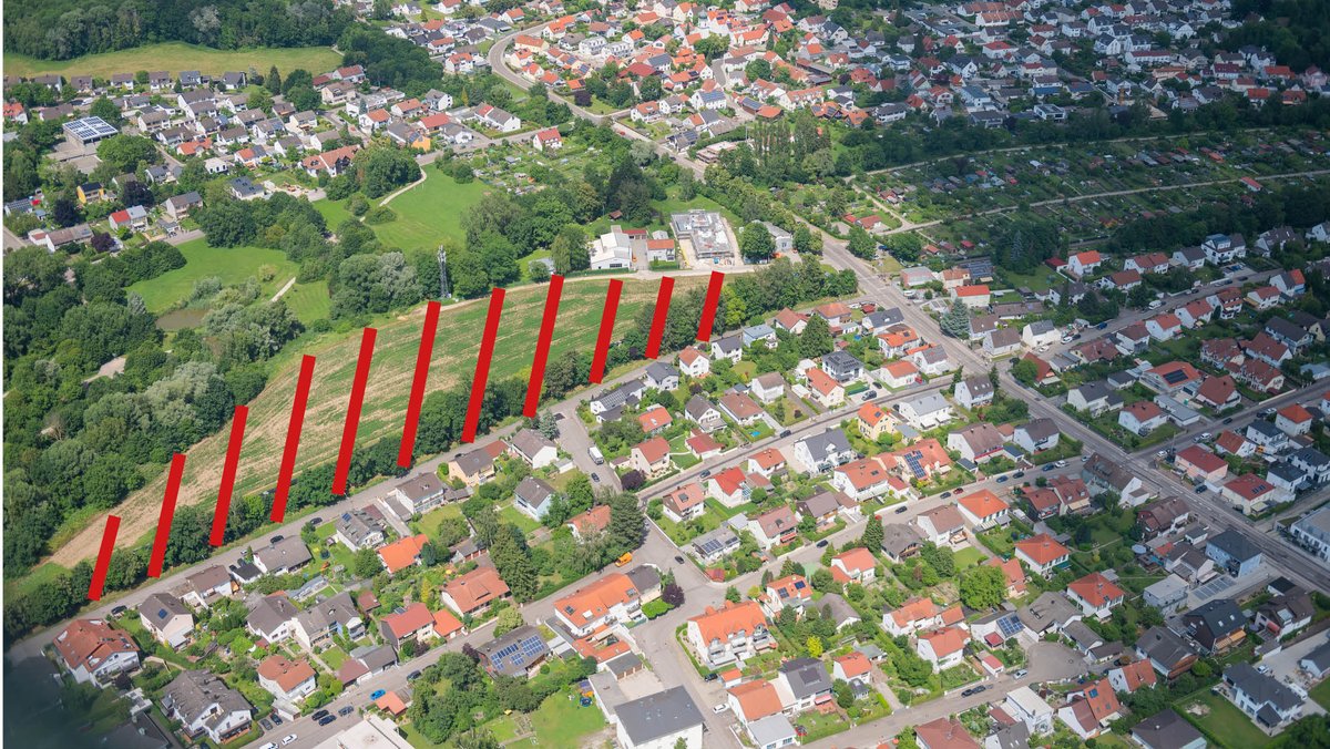 Luftbild von Ingolstadt. Auf der markierten Fläche im Grünring soll eine Schule entstehen