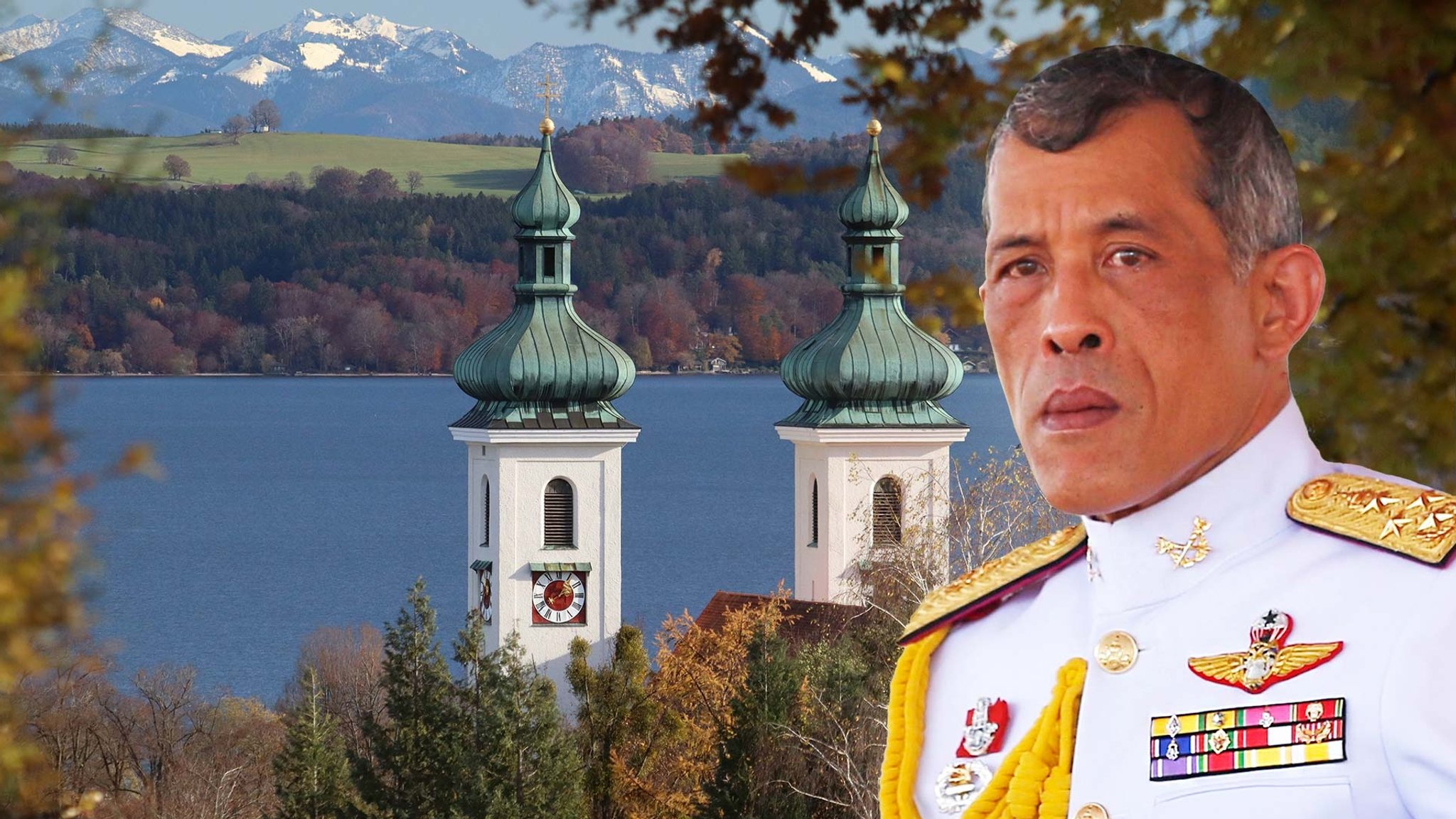 Der König von Thailand Rama X., Maha Vajiralongkorn, vor dem Starnberger See