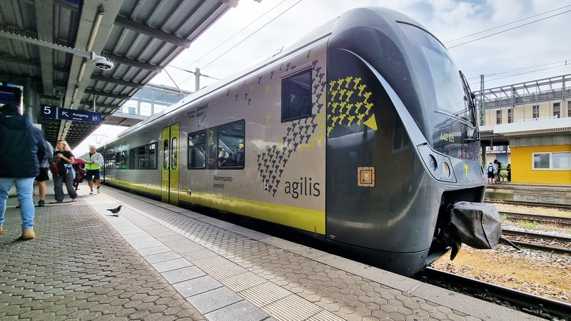 Ein Zug des Bahnunternehmens agilis im Regensburger Hauptbahnhof. | Bild: BR/Marcel Kehrer Ein Zug des Bahnunternehmens agilis im Regensburger Hauptbahnhof.