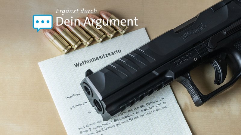 9mm-Pistole mit Patronen und Waffenbesitzkarte