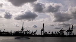 Containerbrücken ragen im Hamburger Hafen in den Himmel. | Bild:picture alliance/dpa/Ulrich Perrey