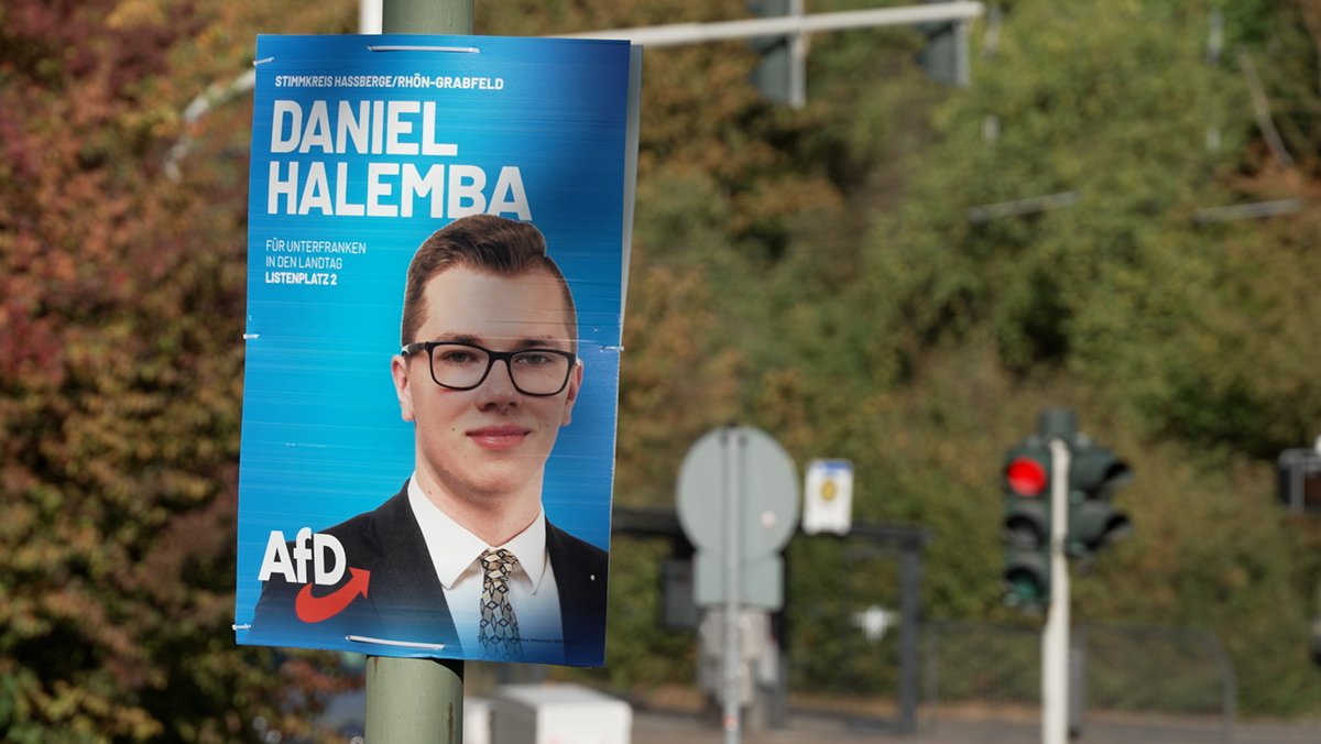 Wahlplakat mit AfD-Politiker Daniel Halemba