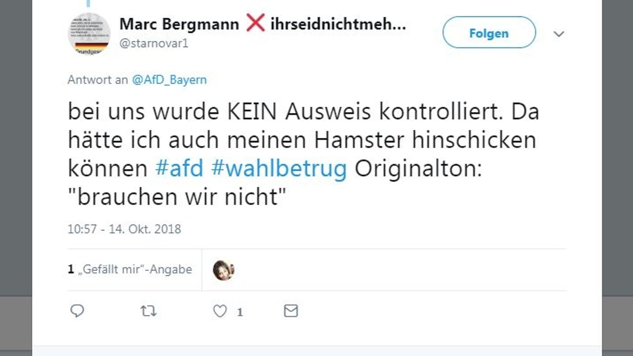 Vorwurf des Wahlbetrugs bei der Landtagswahl 2018 | Bild: BR / Screenshot Twitter Vorwurf des Wahlbetrugs bei der Landtagswahl 2018