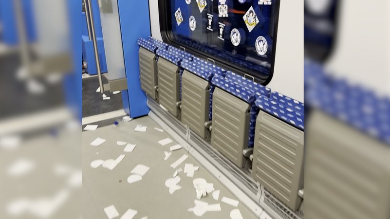 Ultras des TSV 1860 München randalierten nach einem Bayernliga-Spiel gegen den FC Memmingen in einem Regionalzug. | Bild: Arverio Ultras des TSV 1860 München randalierten nach einem Bayernliga-Spiel gegen den FC Memmingen in einem Regionalzug.