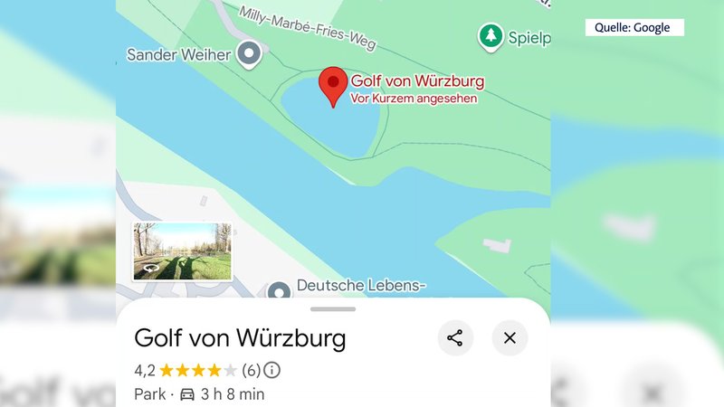 Screenshot eines Fake-Golfs auf der Maps-Karte | Bild: BR24 Screenshot eines Fake-Golfs auf der Maps-Karte
