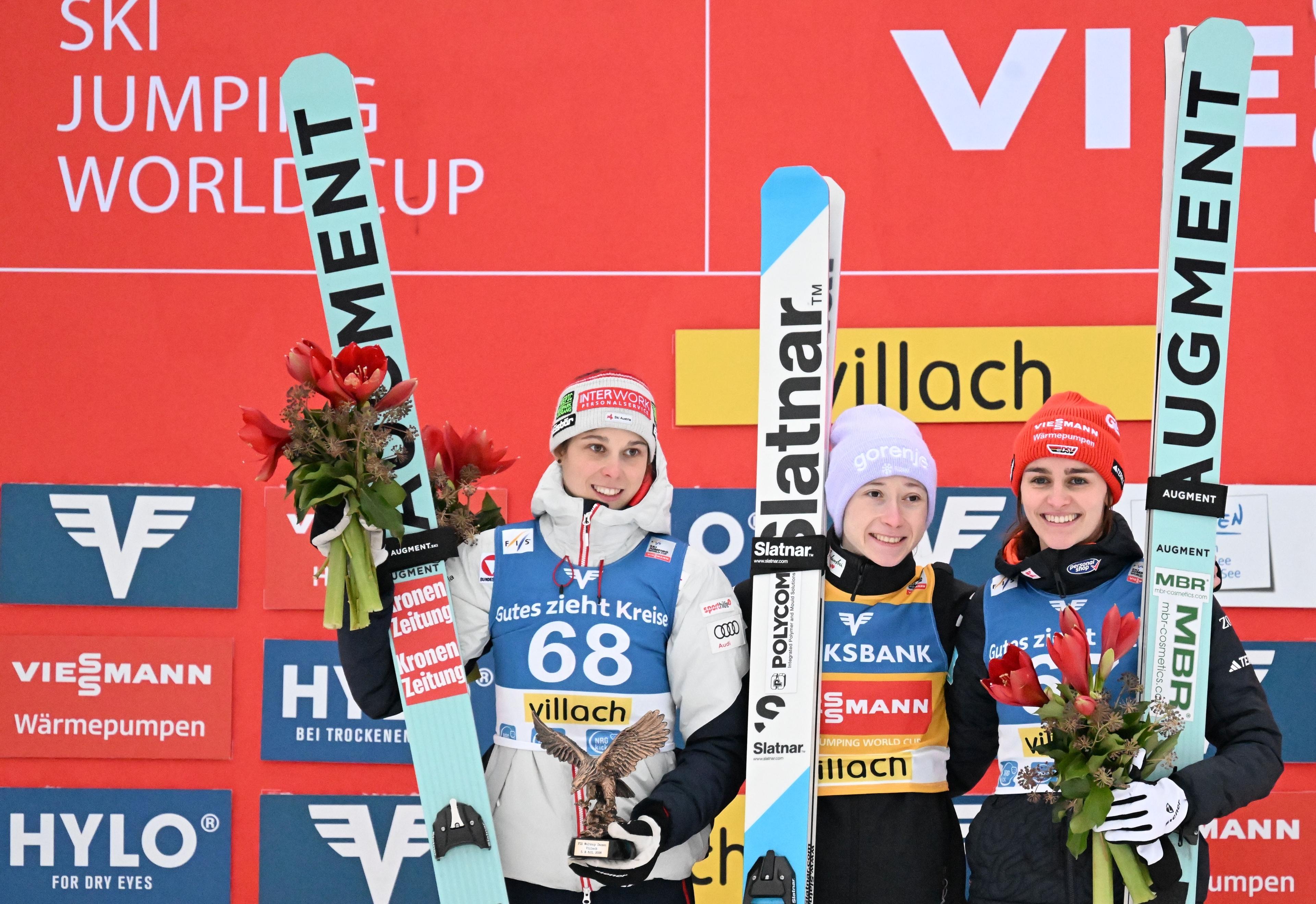 Selina Freitag in Villach auf dem Siegerpodium