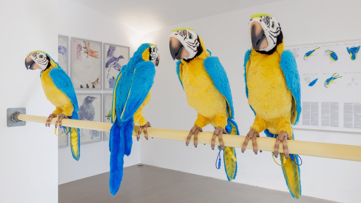 Täuschend echt, aber künstlich: Die "Parrots" von Gerrit Frohne-Brinkmann in der Eres-Stiftung
