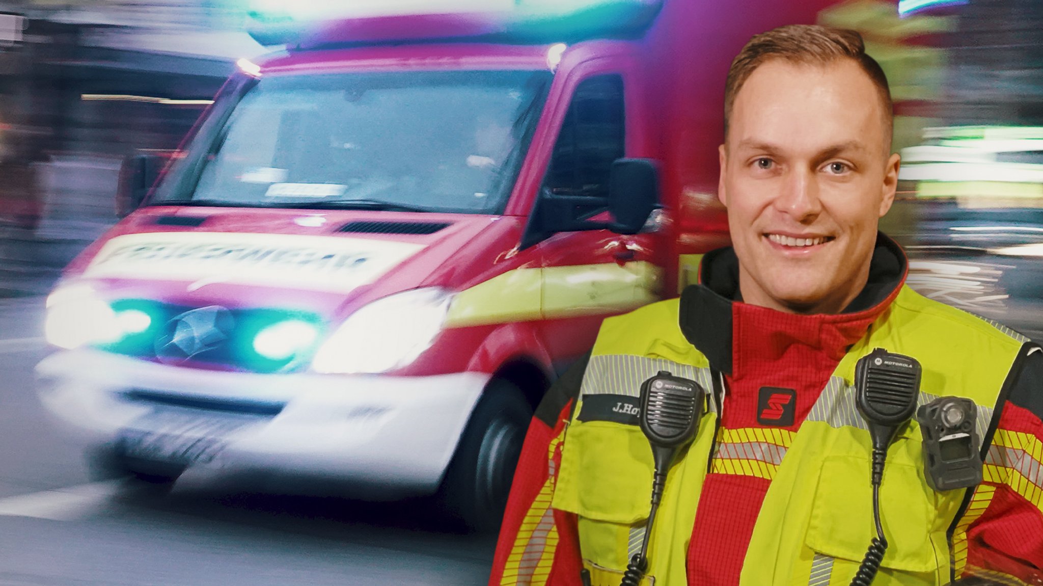 Feuerwehrmann Jan in seiner Montur als Einsatzleiter