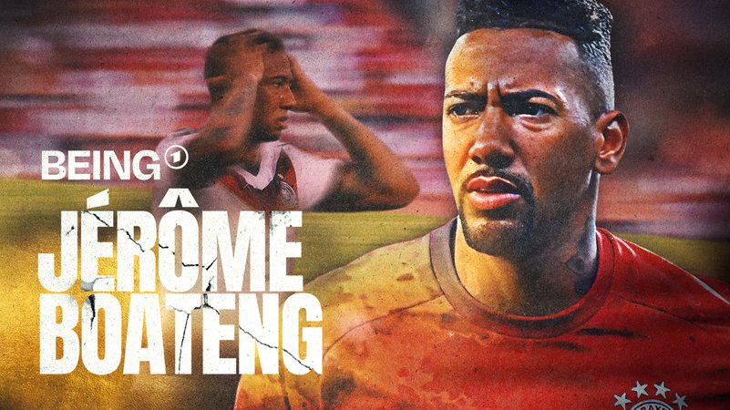 Collage aus dem Schriftzug "Being Jerome Boateng" und seinem Konterfei. | Bild: Marc Trompetter/Cosmin Iftode/Eibner Collage aus dem Schriftzug "Being Jerome Boateng" und seinem Konterfei.