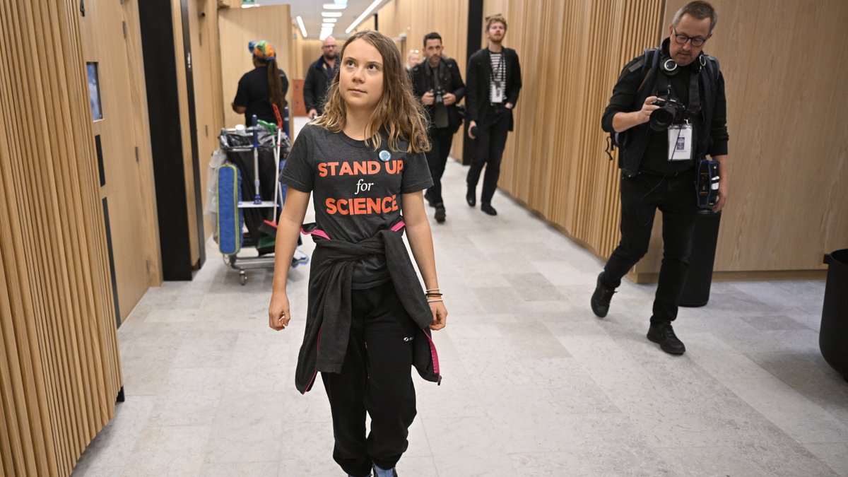 Greta Thunberg am Mittwoch im Gericht in Malmö.