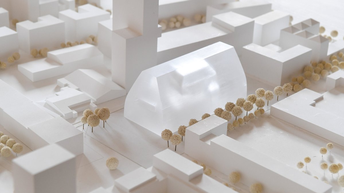 Das Sieger-Modell des Architekturbüros Cukrowicz Nachbaur Architekten für das neue Münchner Konzerthaus, Aufnahme vom 8.10.2017.