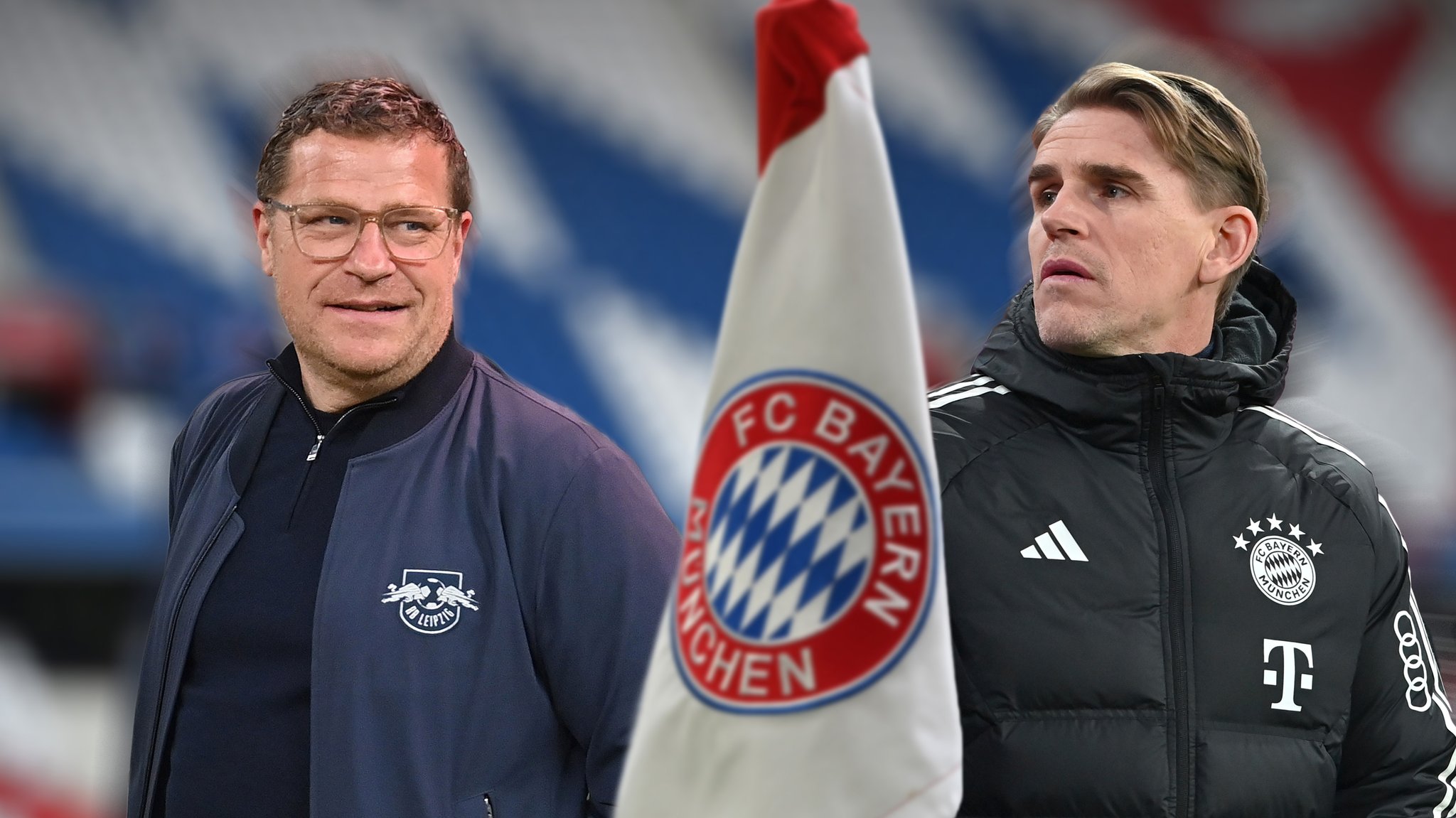 Max Eberl (links) und Sportdirektor Christoph Freund