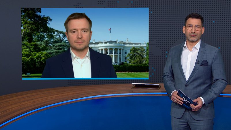 ARD-Korrespondent Samuel Jackisch analysiert bei BR24 das Telefonat von Donald Trump mit Wladimir Putin. | Bild: BR ARD-Korrespondent Samuel Jackisch analysiert bei BR24 das Telefonat von Donald Trump mit Wladimir Putin.