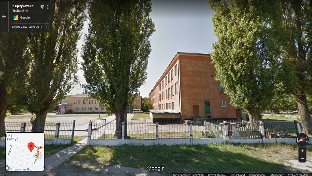Die Sekundarschule  Nr. 18 in Tschernihiw, aufgenommen im Juni 2015