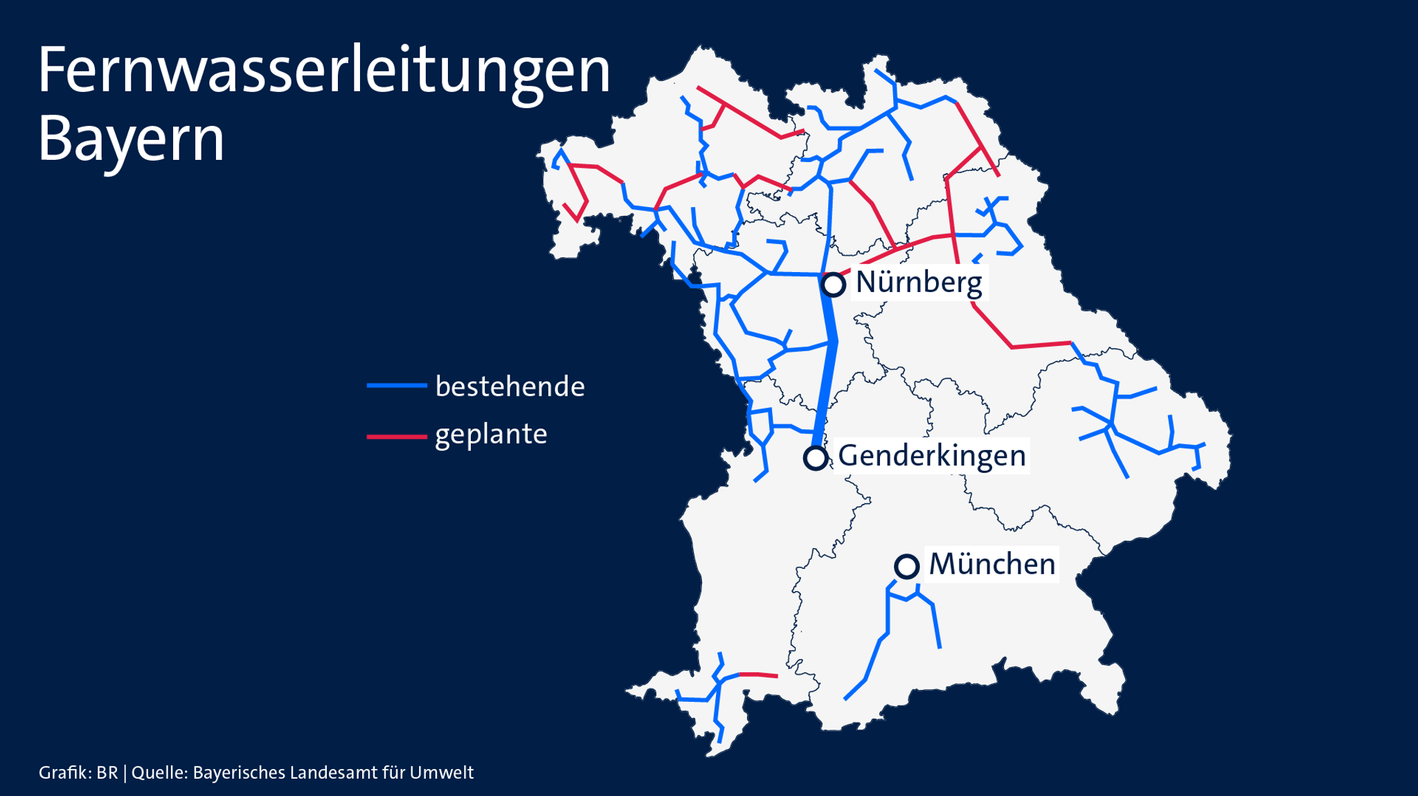 Das System der Fernwasserleitungen in Bayern
