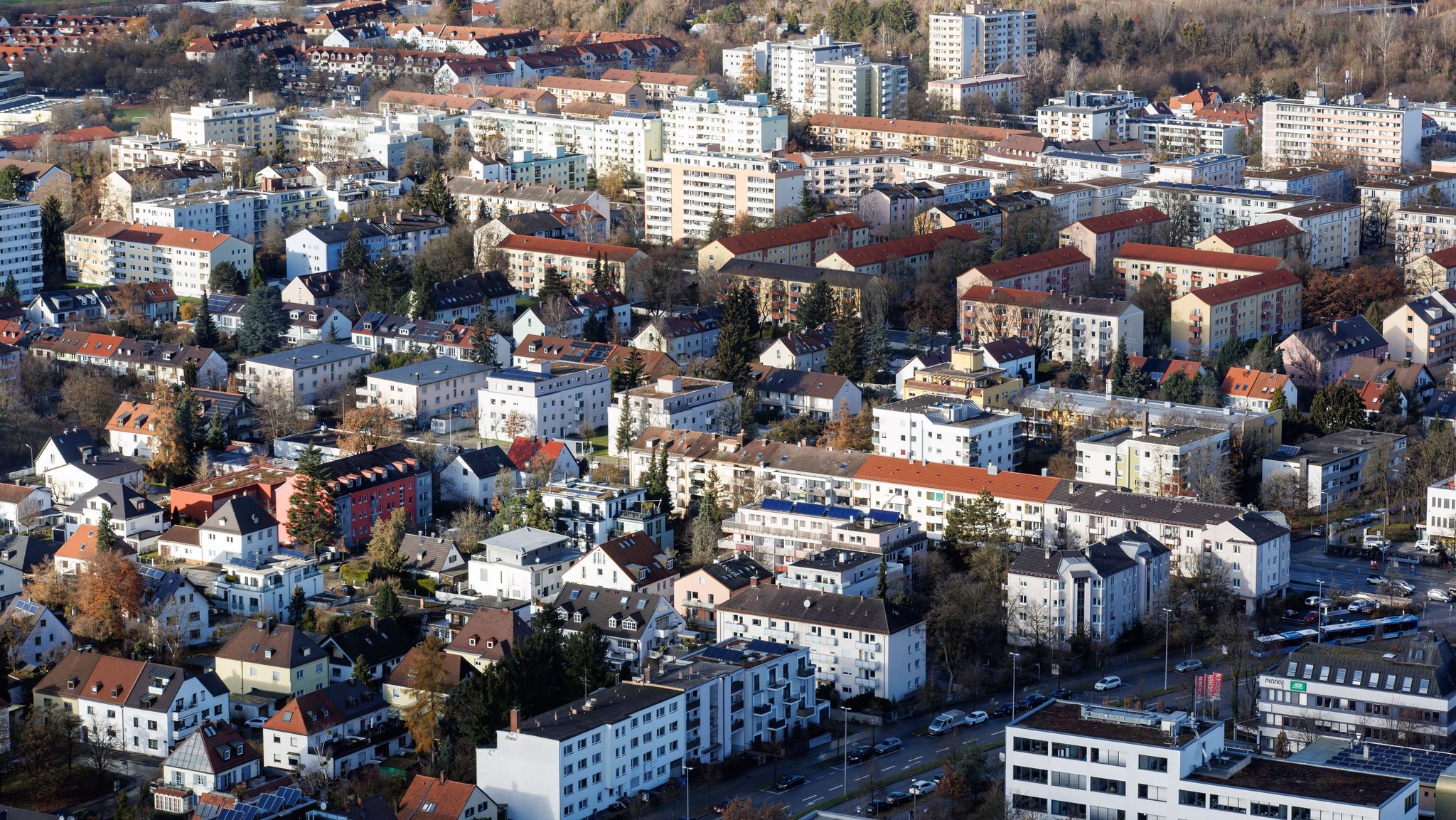 Wohnhäuser in München (Bild vom 03.12.2024).