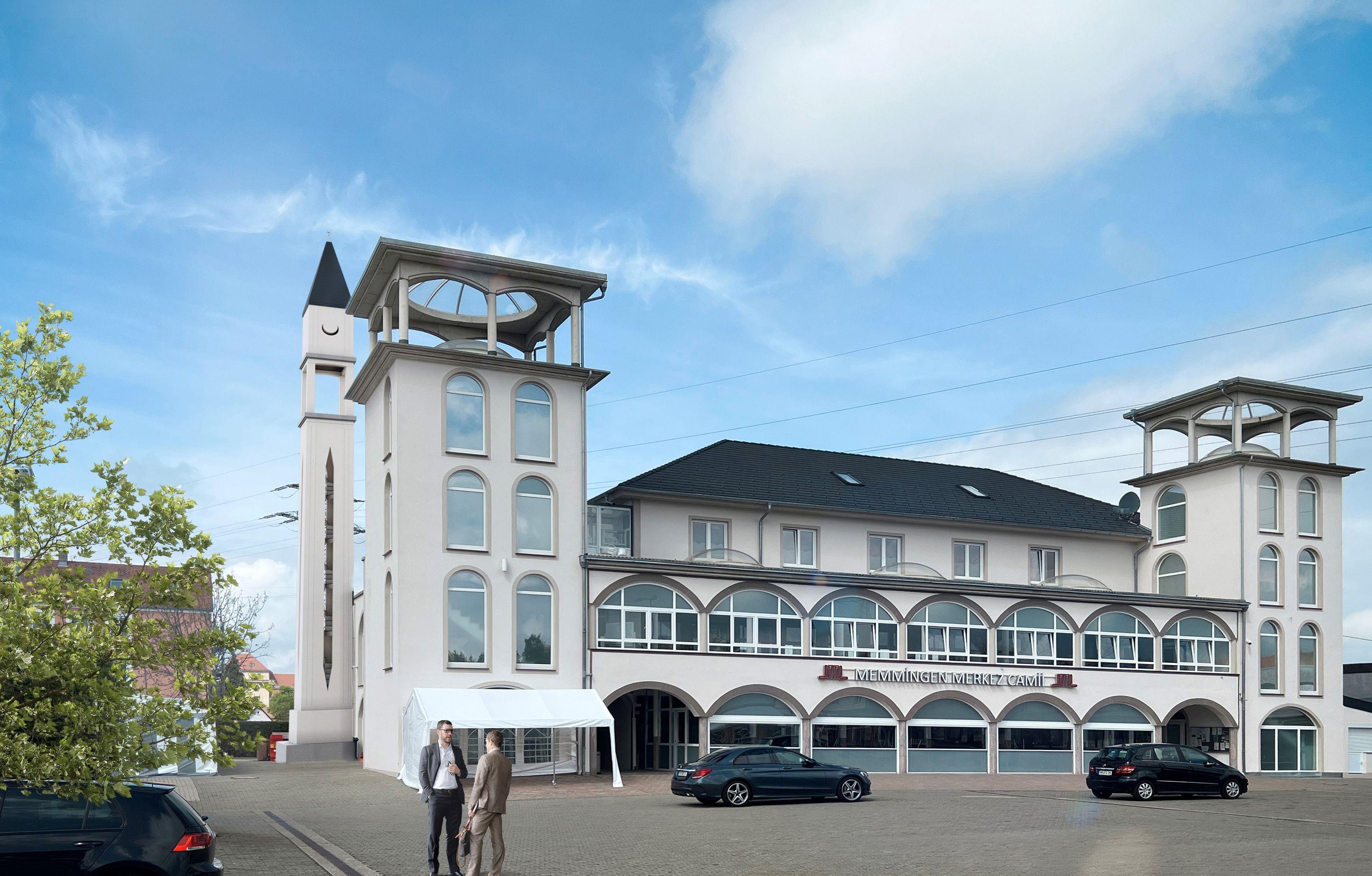 Eine Visualisierung der Moschee in Memmingen mit dem geplanten Minarett, das vom Bauausschuss abgelehnt wurde