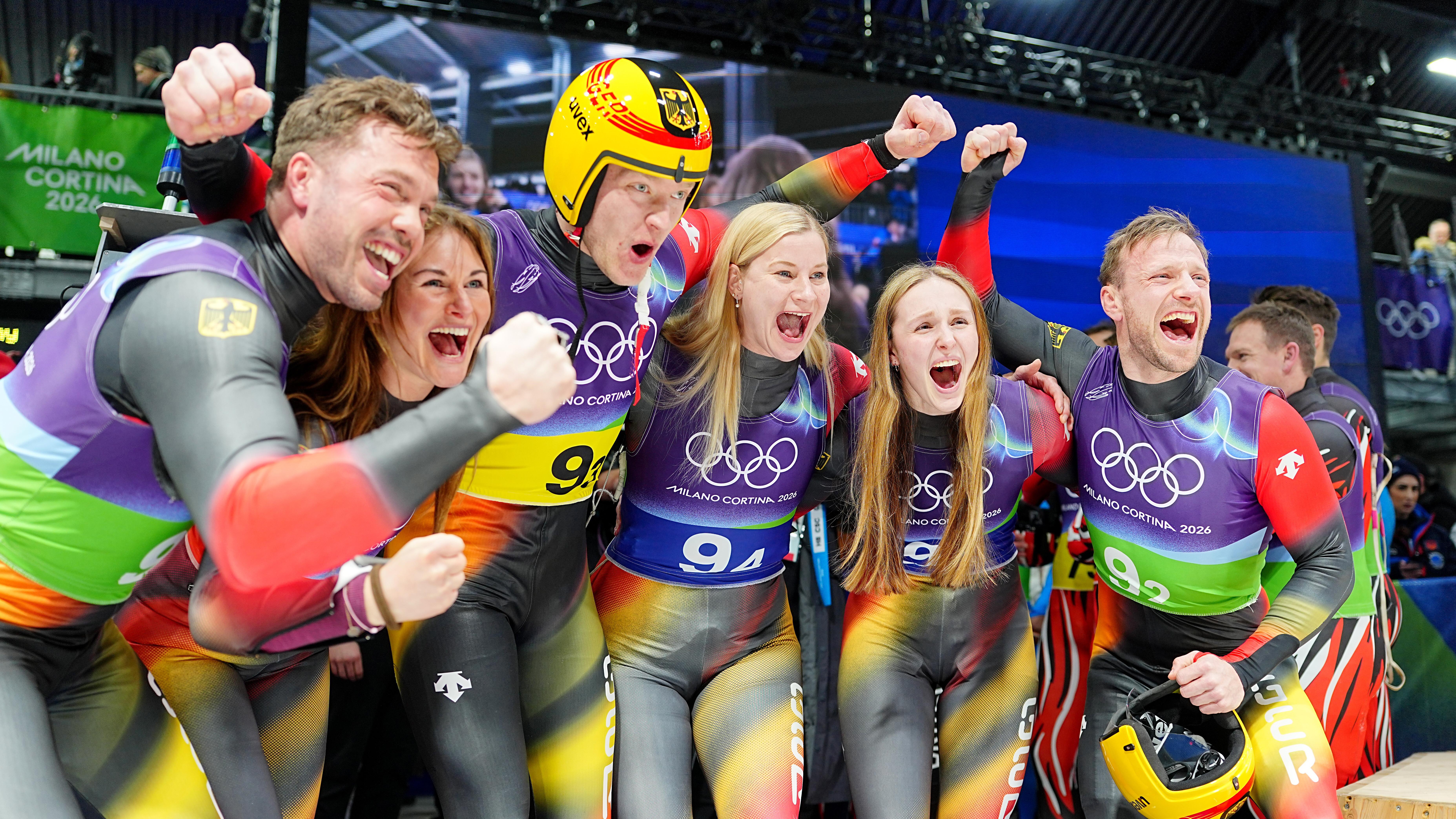 Die deutsche Staffel im Rennrodeln