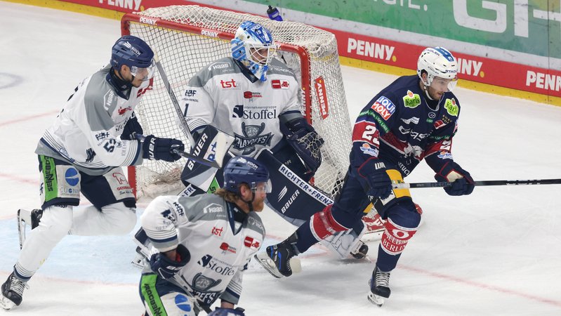 Spielszene Eisbären Berlin - Straubing Tigers | Bild: picture-alliance/dpa Spielszene Eisbären Berlin - Straubing Tigers