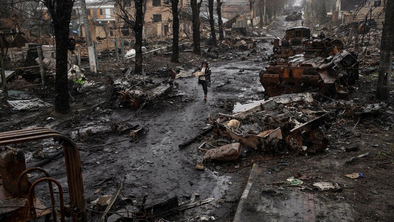 Die von russischen Angreifern zerstörte Stadt Butscha
