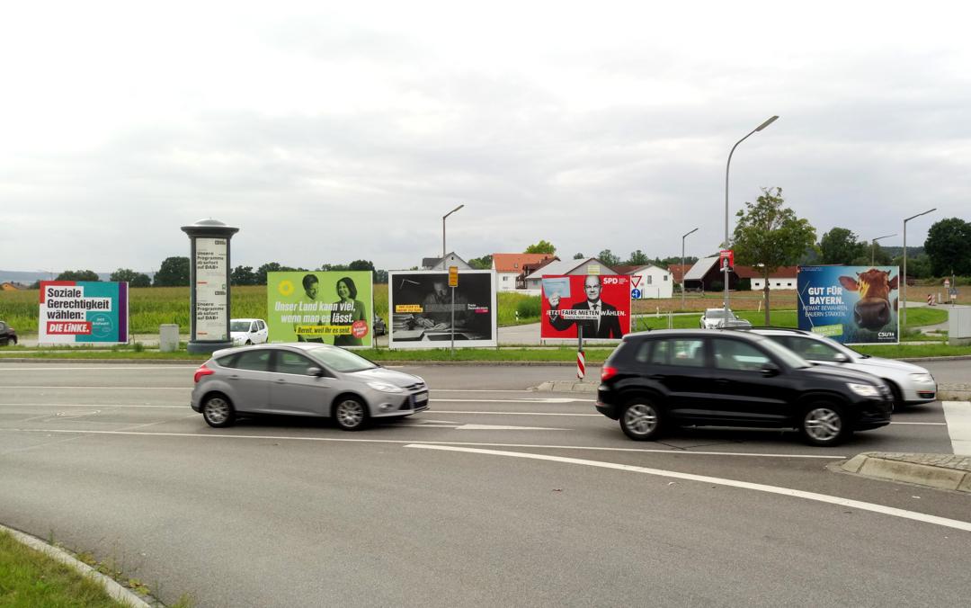 Wahlplakate in der Oberpfalz. Das Plakat der rechtsextremen Partei "Der dritte Weg" mit "Hängt die Grünen" ist in Bayern nicht erlaubt.  | Bild:BR/Marcel Kehrer