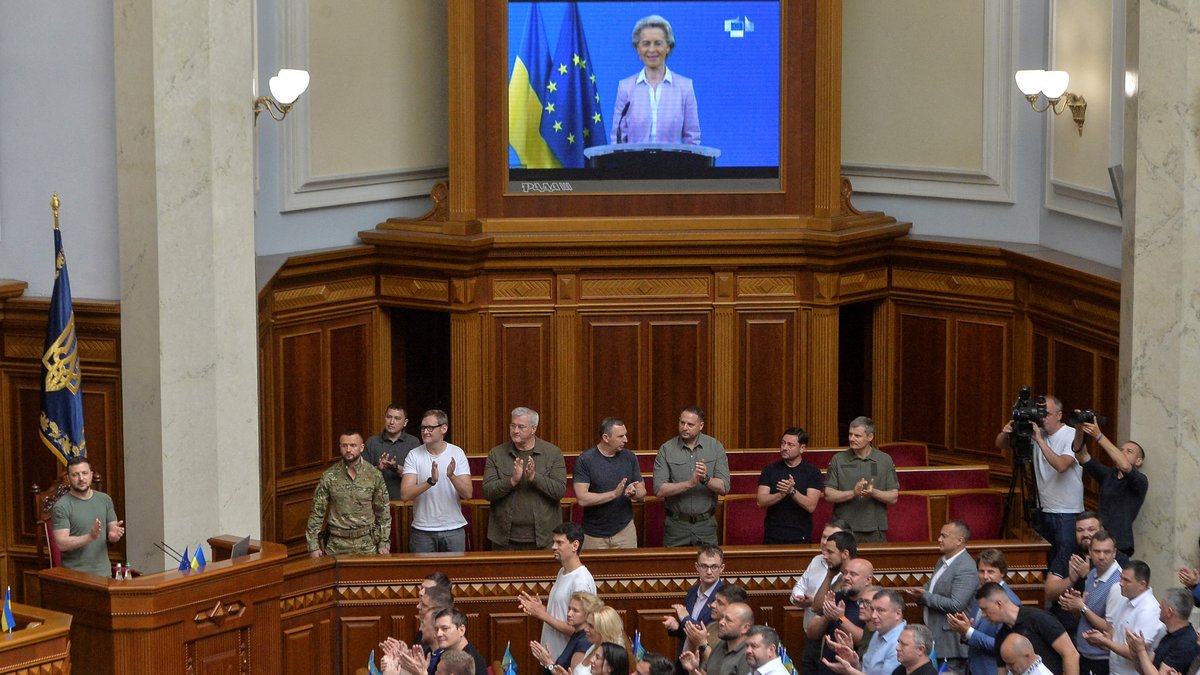 EU-Kommissionspräsidentin Ursula von der Leyen hielt im ukrainischen Parlament eine Rede per Video-Schalte.