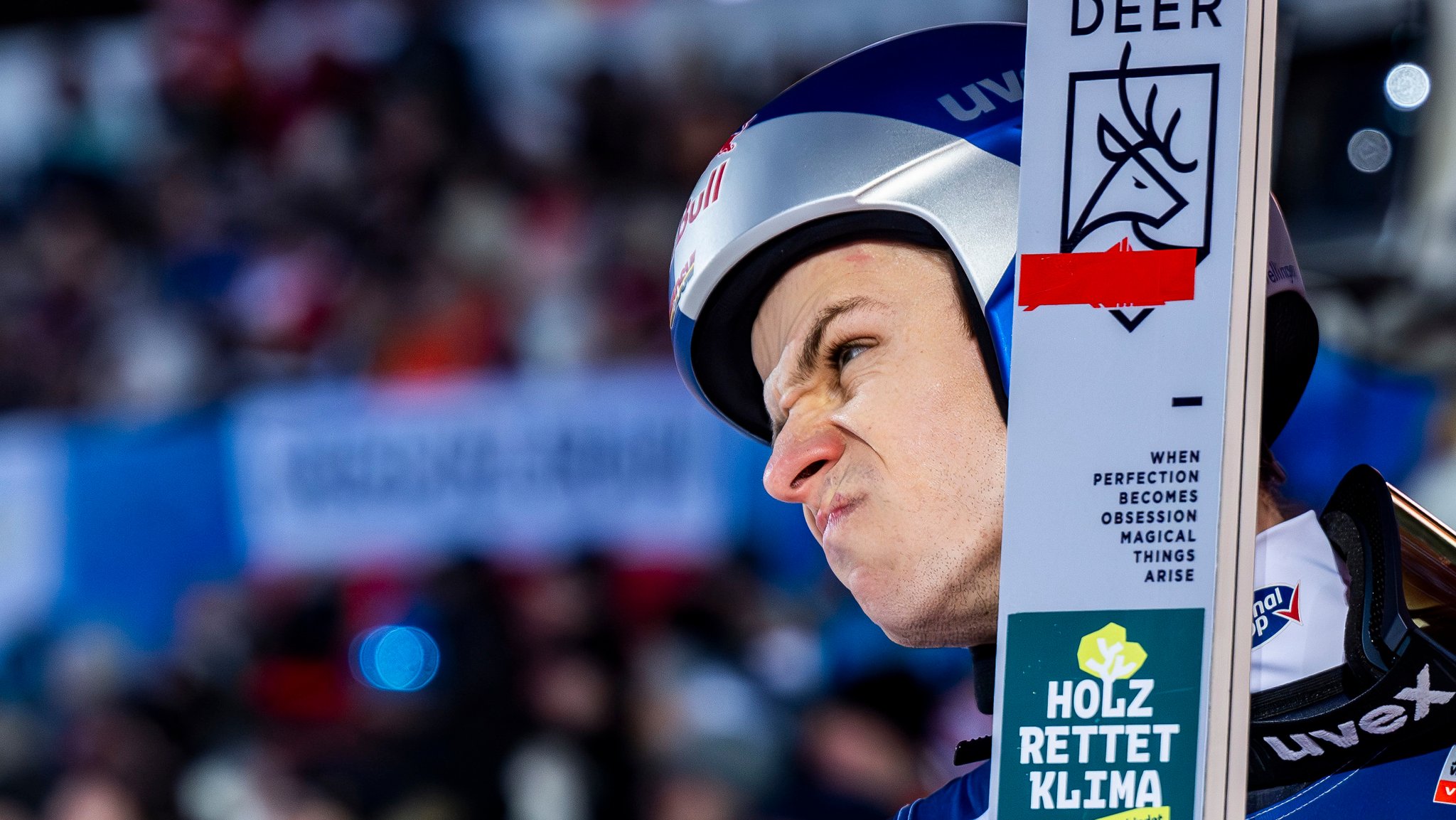 02.02.2025, Hessen, Willingen: Ski nordisch/Skispringen: Weltcup, Großschanze, Herren, 2. Durchgang: Andreas Wellinger aus Deutschland reagiert im Auslauf. Foto: David Inderlied/dpa +++ dpa-Bildfunk +++