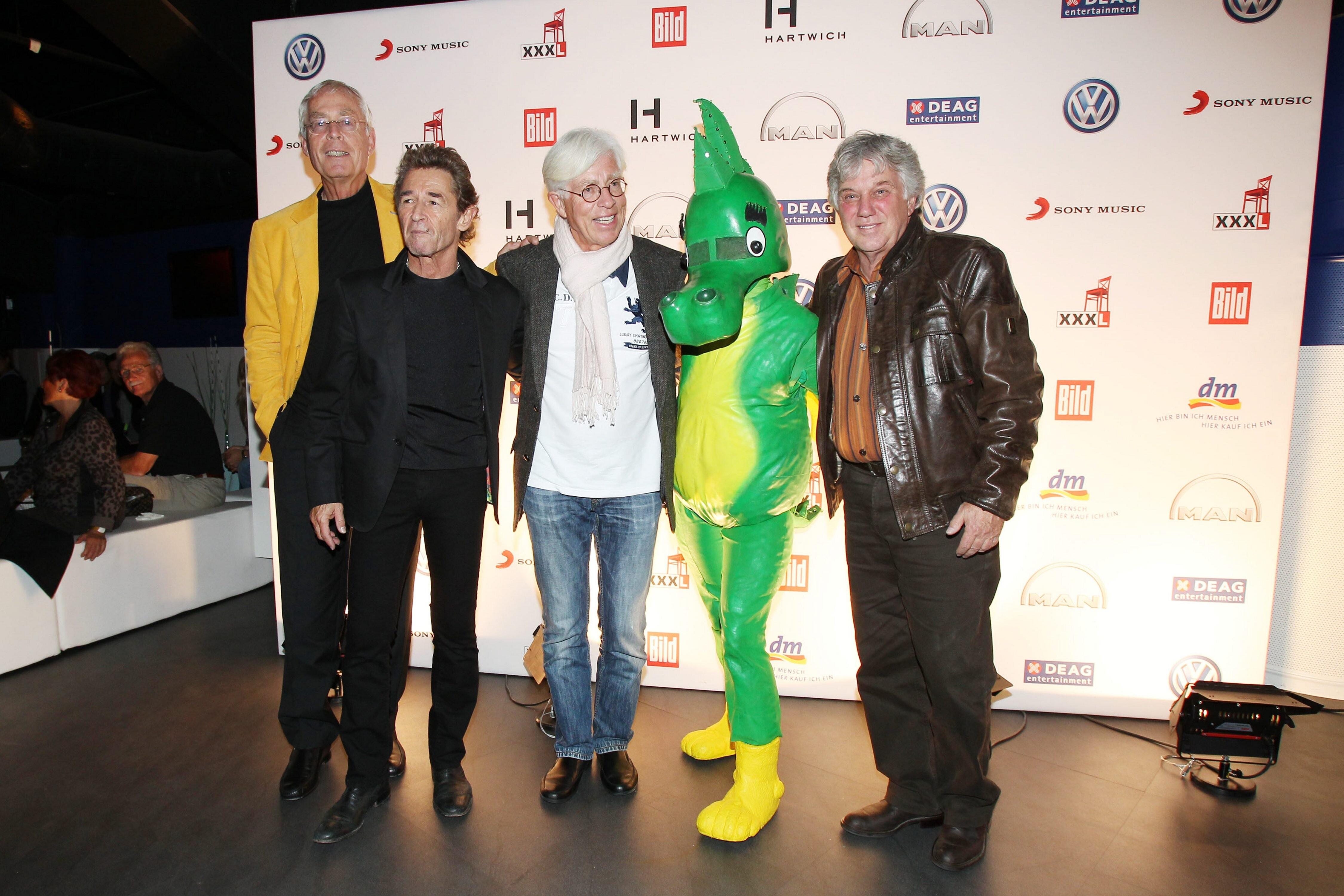 Die Tabaluga-Crew im Jahr 2012: Helme Heine (l.), Peter Maffay, Gregor Rottschalk und Rolf Zuckowski.