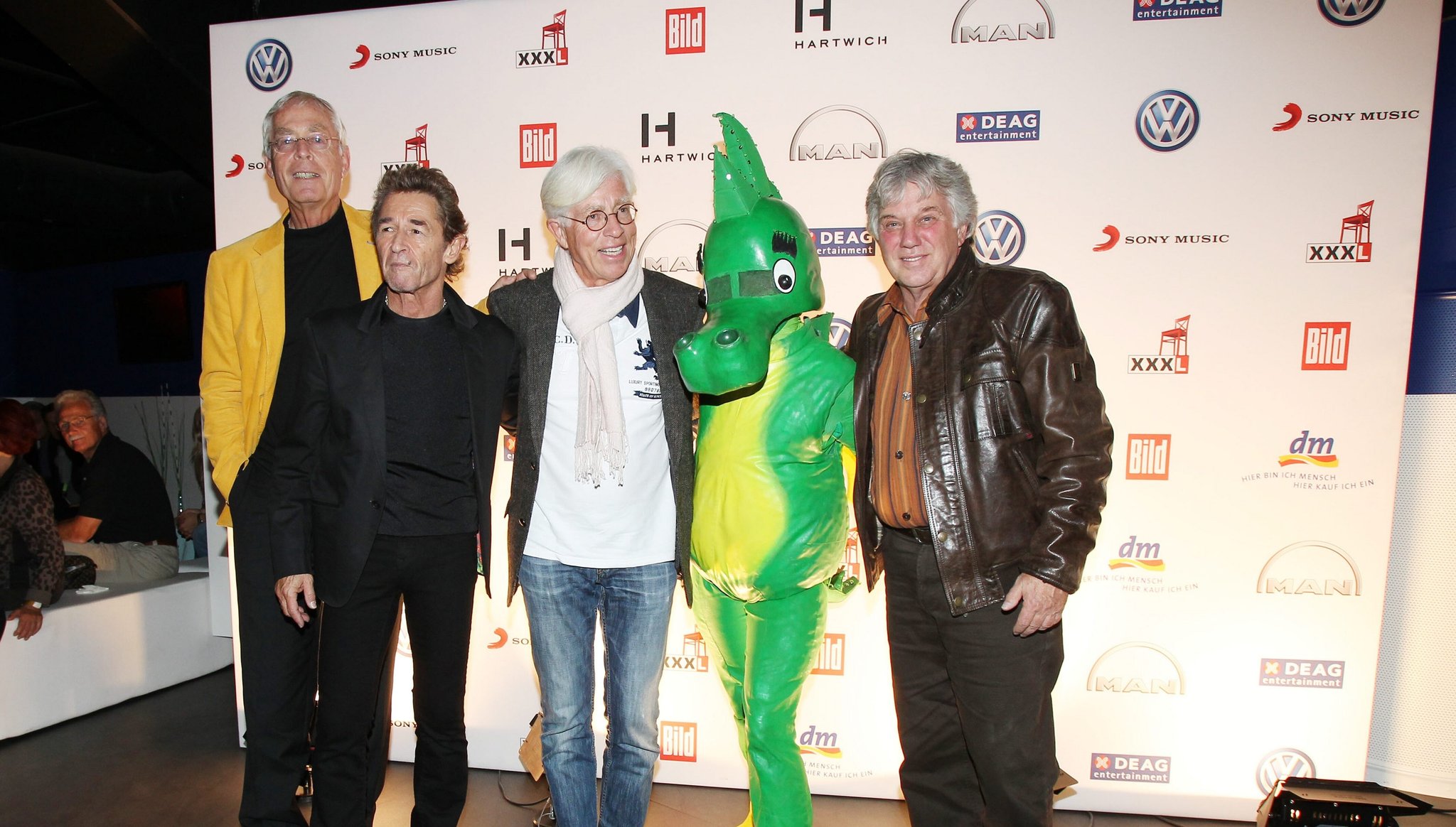 Die Tabaluga-Crew im Jahr 2012: Helme Heine (l.), Peter Maffay, Gregor Rottschalk und Rolf Zuckowski.