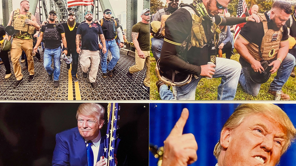 Fotocollage mit Donald Trump und den "Proud Boys".